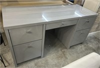 Modern Gray Desk with 5 Drawers