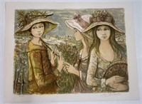 signed painting of 3 ladies