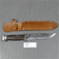 Unmarked Combat Knife & Leather Sheath