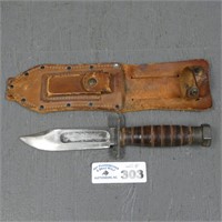 Early Camillus Pilot / Combat Knife & Sheath