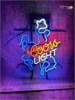 12"x16" Coors Light Cowboy Beer Real Glass Neon Si