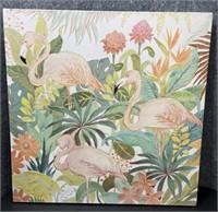 Tropics, Pink Flamingos Enhanced Canvas 
28”