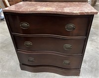 Vintage 3 Drawer Dresser with Stone Top 28 w x 15