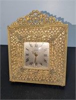 Vintage Guild Crest Mantle Clock Gold Filigree