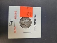 Mercury Dime Silver Rare 1943