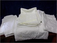 White Table Cloths of Various Sizes and Shapes