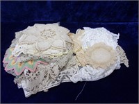 Lg Assortment of Hand Tatted and Crocheted Doilies