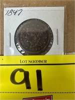 1847 LARGE ONE CENT PIECE