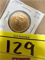 1880 TEN DOLLAR GOLD PIECE