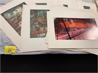 LARGE GROUP OF VINTAGE TRAIN THEMED PRINTS