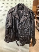 Diamond Plate Black Leather Mens Jacket 2XL