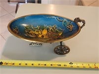 Vintage Israel Judaic enameled fruit bowl / buggy.