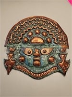 Copper mask Mayan Aztec Ai Apaec w/ Ritual Crown.