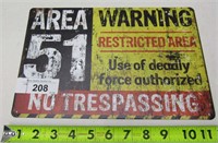 Area 51 'No Trespassing' Metal Sign
