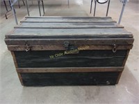 As IS Old Oak and Leather Flat Top Trunk