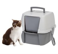 IRIS USA Jumbo Hooded Cat Litter Box with Litter