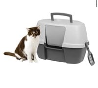 IRIS USA Large Hooded Corner Cat Litter Box with