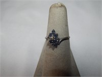 10k White Gold Sapphire Diamond Ring 1.38g
