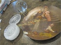 glass world globe on stand Rockwell plate