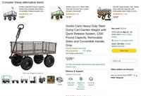 B9864  Gorilla Carts Steel Dump Cart, 1200 lb, Gra