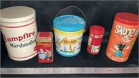 Various tins, Skooz-It Popeye pick a picture