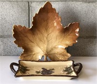 Handpainted Pacific Rim Tray/Large Leaf Tray