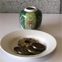 Asian Items- Vase, coins...