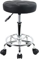 KKTONER Round Rolling Stool Chair PU Leather