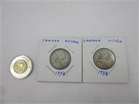 2 x 0.25$ Canada 1938-48 silver
