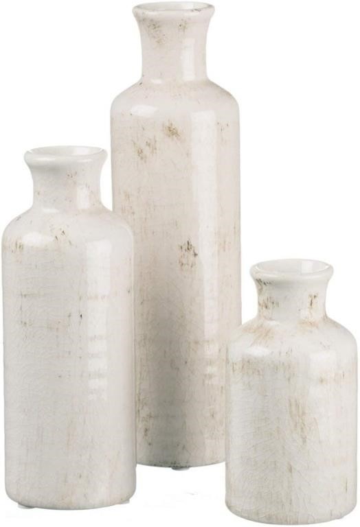 Sullivans White Ceramic Vase Set, Farmhouse Decor,