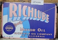 RICHLUBE MOTOR OIL SINGLE SIDED TIN SIGN