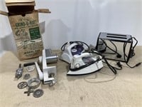 Meat grinder, 2 irons, toaster