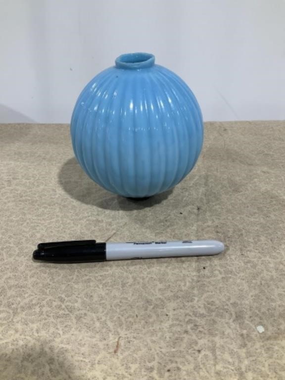 Lighting rod bulb, blue pleaded glass 4.5” dia