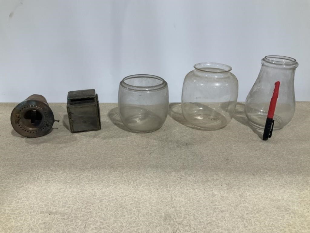 Glass kerosene lantern globes, parts, candle lamp