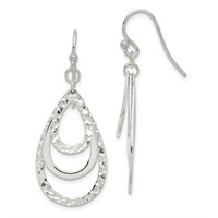 Sterling Silver -Triple Teardrop Dangle Earrings