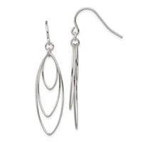 Sterling Silver-Marquise Shape Dangle Earrings