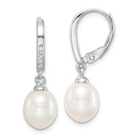 Sterling Silver- Pearl Dangle Earrings