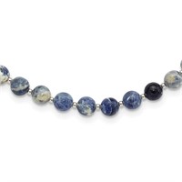 Sterling Silver- Blue Sodalite Beaded Necklace