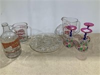 1-2qt pitchers, plastic goblets, 1/2 gal jug