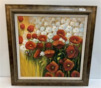 Framed Oil on Canvas, Poppy Flowers