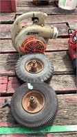2- tire’s unknown size, stihl blower missing