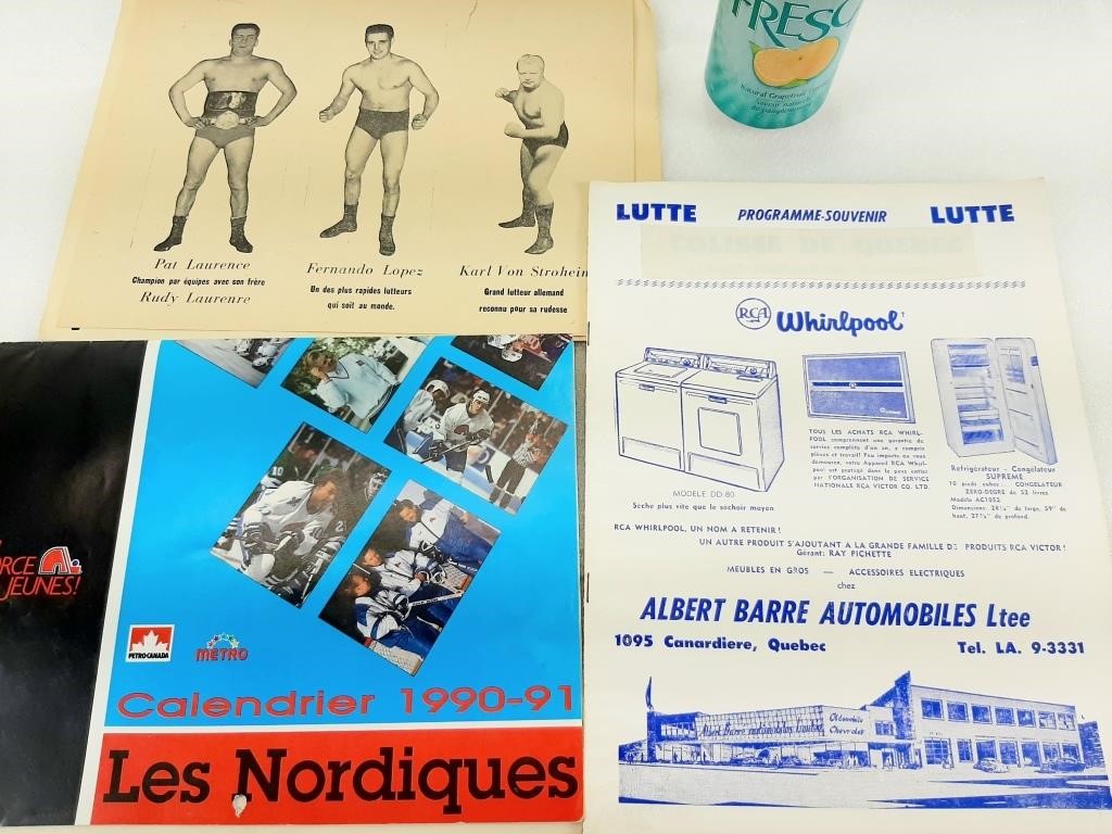 Programme LUTTE 1957 +Calendrier NORDIQUES 1990-91