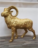 Life size gold-painted aluminum ram
