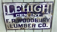 Vintage Lehigh Cement / Woodbury Lumber Sign