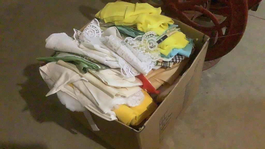 Moving Box Of Misc Linens & Fabric