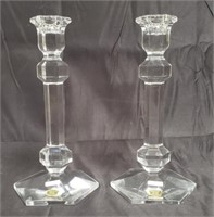 Pair of Val Saint Lambert crystal candlesticks