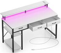 Rolanstar Computer Desk With Power Outlets & Led