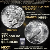 ***Auction Highlight*** 1927-s Peace Dollar Near T