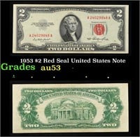 1953 $2 Red Seal United States Note Grades Select