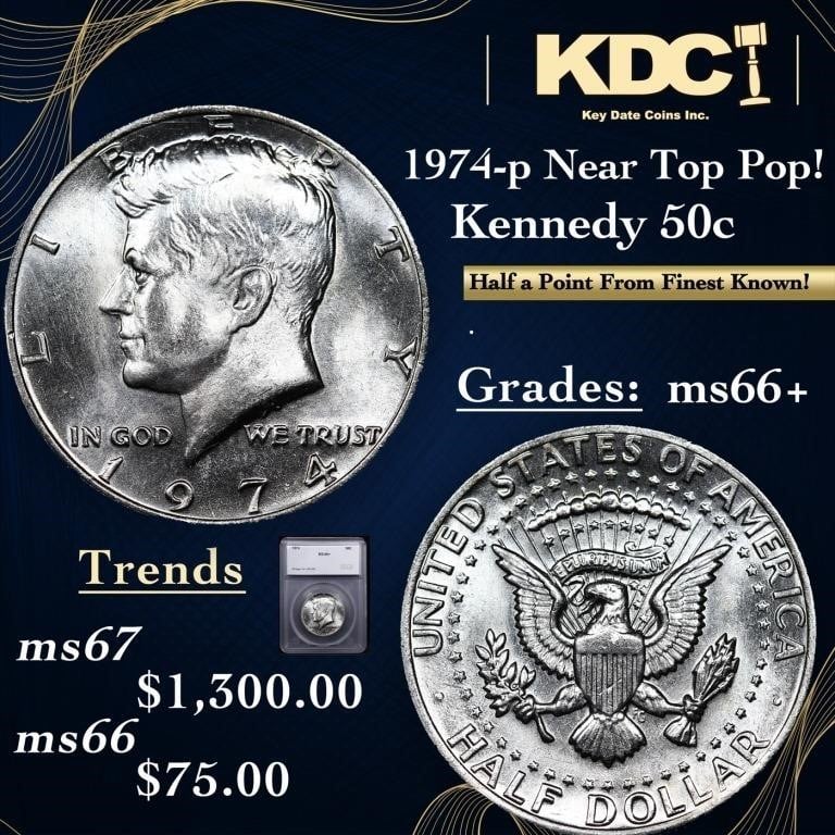 1974-p Kennedy Half Dollar Near Top Pop! 50c Grade